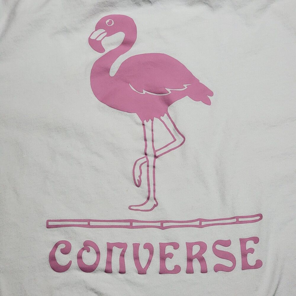 Converse Graphic SS White Tee Pink Flamingo - Size Large